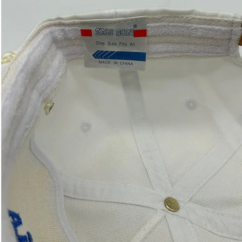 Vintage 80s 90s Pepsi-Cola White Strapback Rope Brim Embroidered Logo Promo Cap